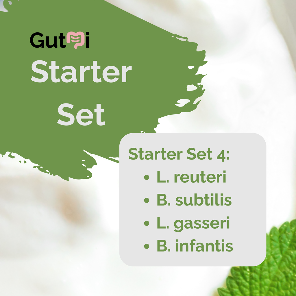 GutMi | L. reuteri + L. gasseri + B. infantis + B. subtilis | Joghurt Starter Set | SIBO | Starterkulturen | 3er Pack